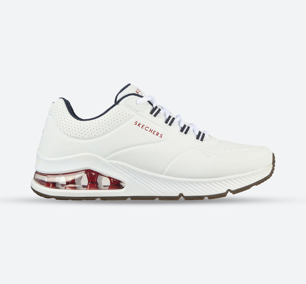 Men's Wide Fit Skechers 232181 Uno 2 Walking Trainers in White/Navy - Image 1
