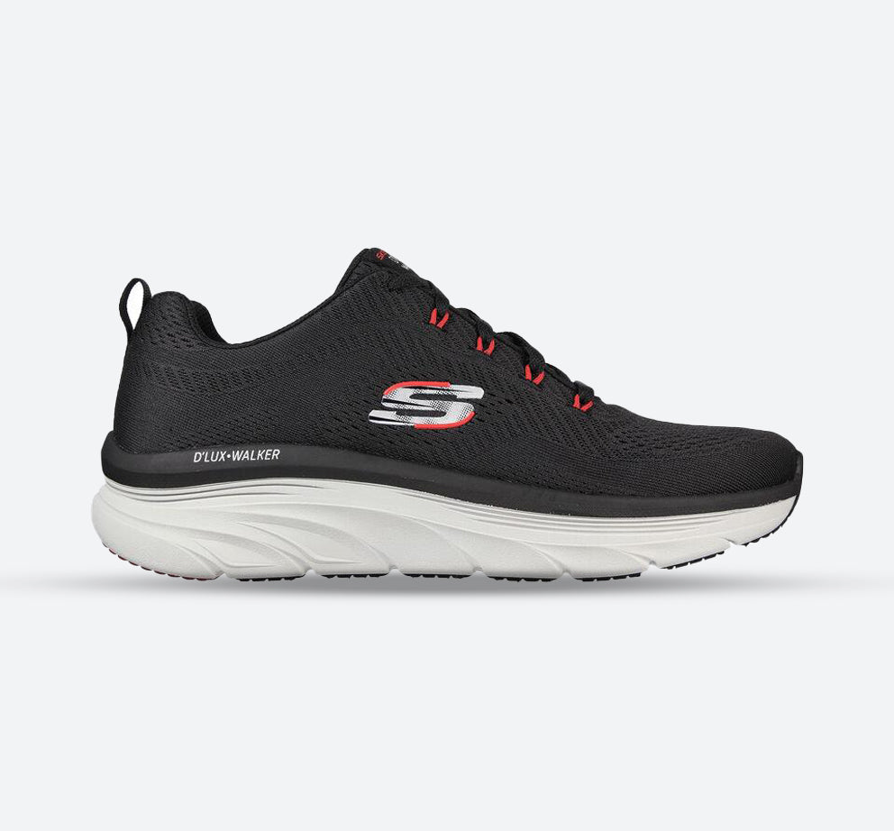 Men's Wide Fit Skechers 232364 Relaxed Fit Meerno D'lux Walker Trainers - Black/Red in Black/Red - Image 1