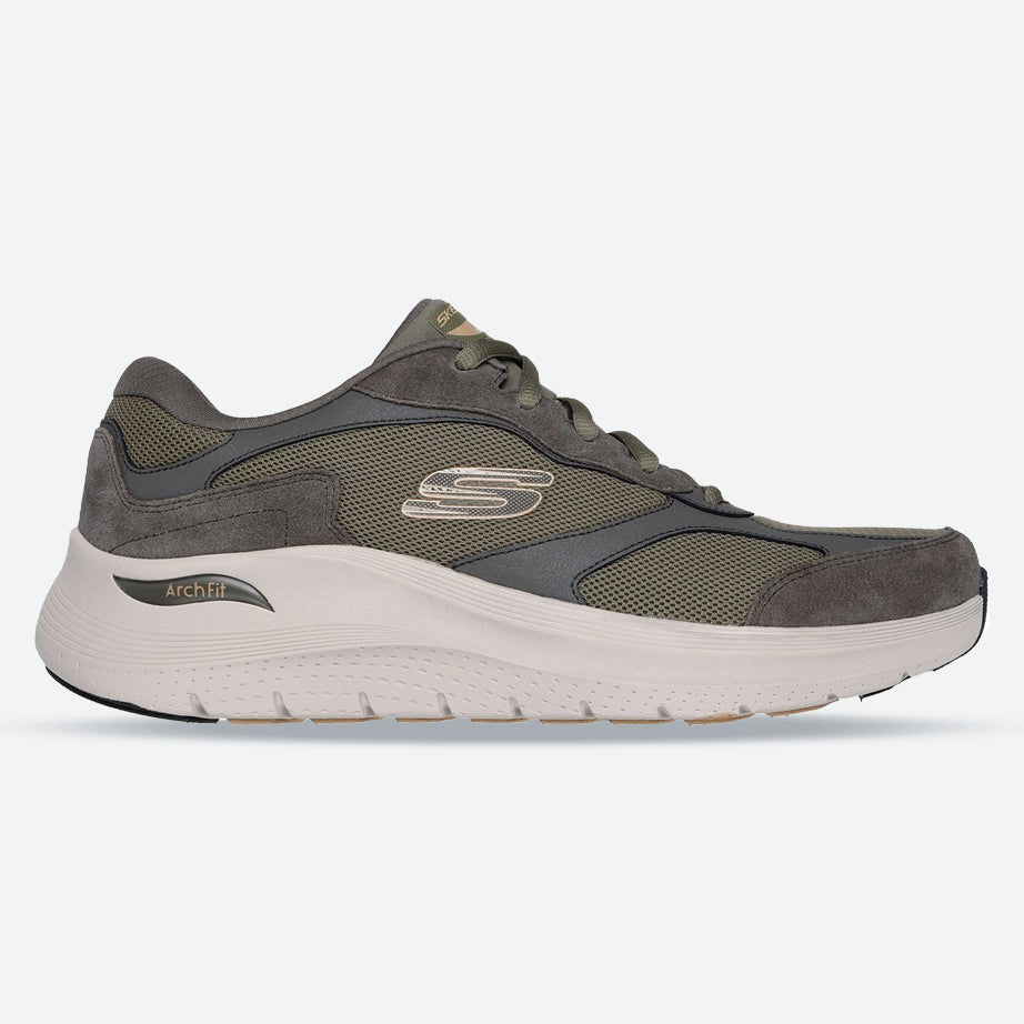 Men's Wide Fit 232702 Skechers Arch Fit 2.0 The Keep Walking Trainers in Olive - Image 13