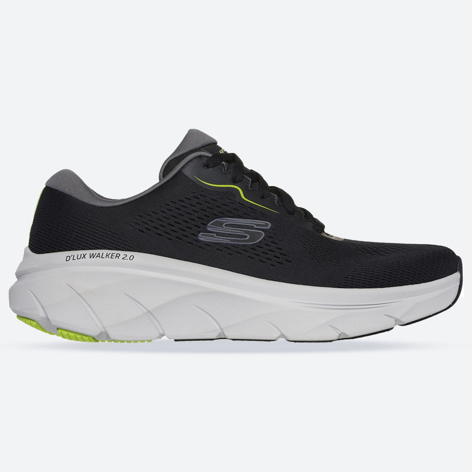Men's Wide Fit Skechers 232714 D'lux Walker 2.0 Swave Trainers in Black /Lime - Image 1