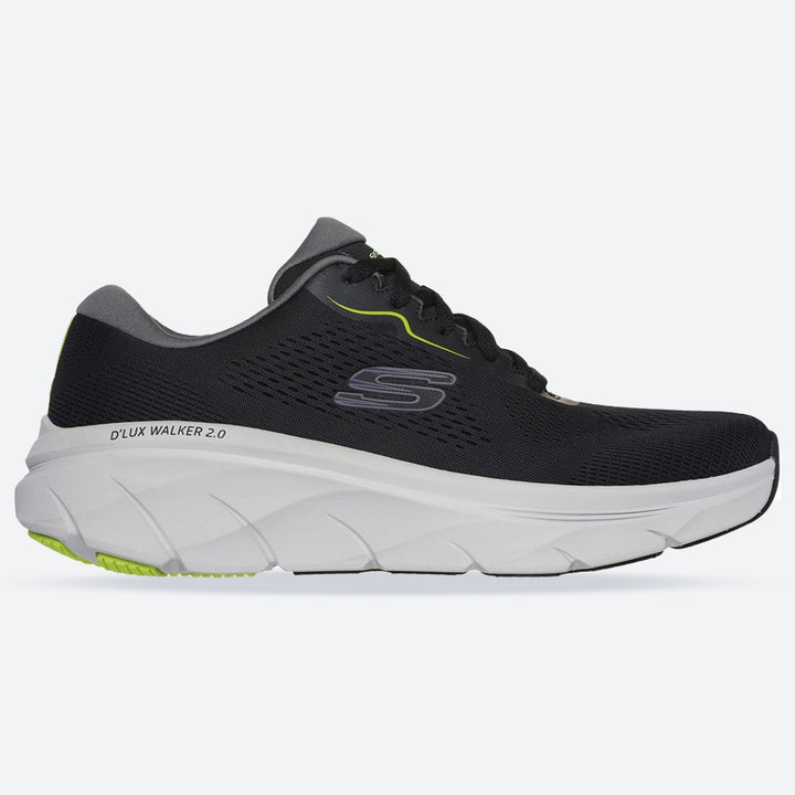 Men's Wide Fit Skechers 232714 D'lux Walker 2.0 Swave Trainers in Black /Lime - Image 1