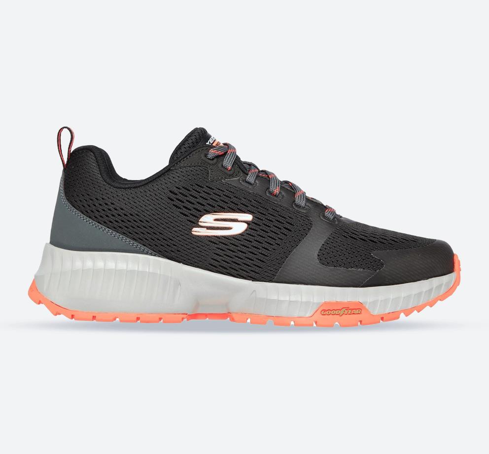 Men's Wide Fit Skechers 232119 Street Flex Eliminator Sports Trainers in Black/Red - Image 1