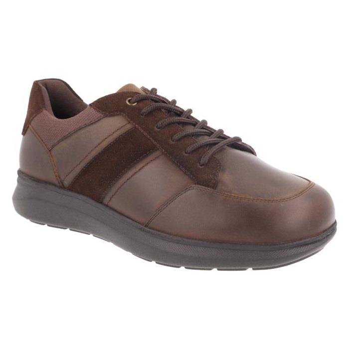 Men's Wide Fit DB Owen Lace Up Trainers in Black Leather / Black Suede - Image 8