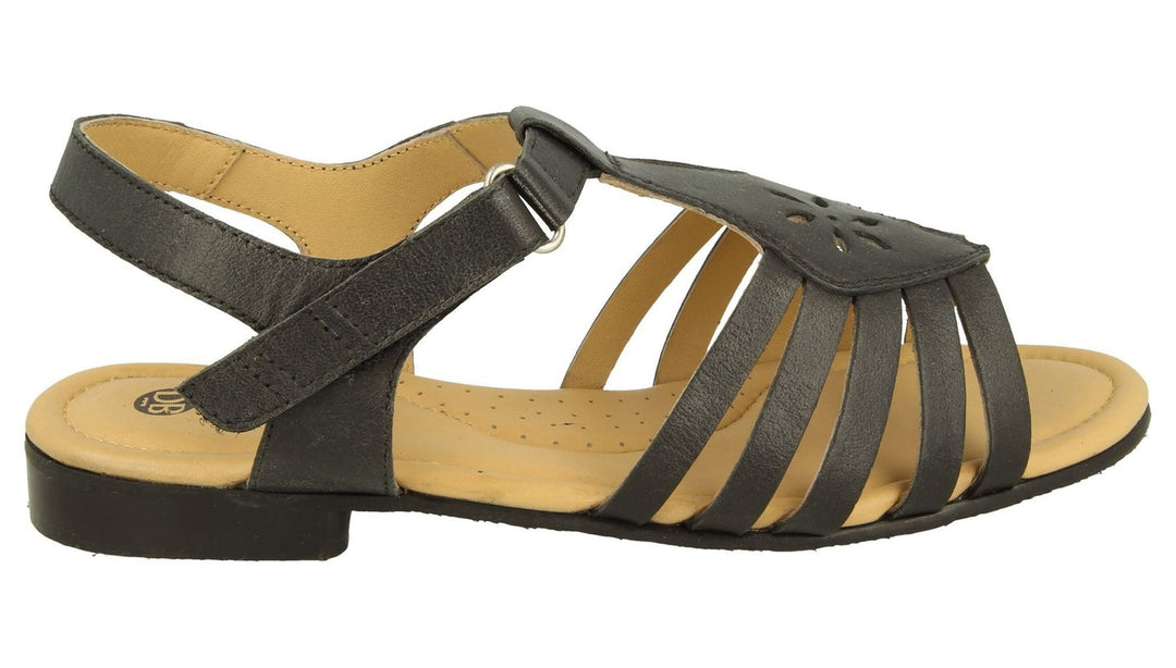Women's Wide Fit DB Tundra Sandals in Black Leather - Image 2