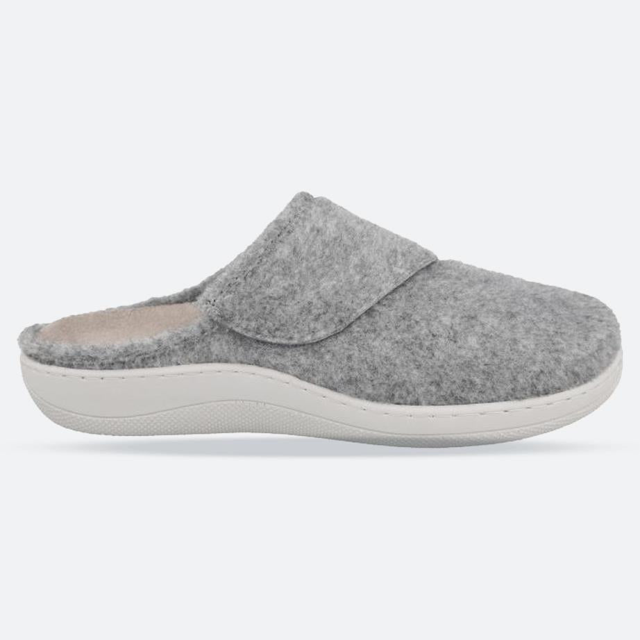 Women's Wide Fit DB Lake Mule Slippers in Grey - Image 1