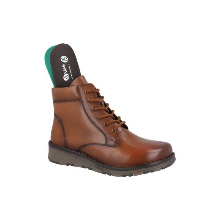 Womens Wide Fit Lace Up Boots by DB Shoes - Buckingham in Black Leather - Image 1
