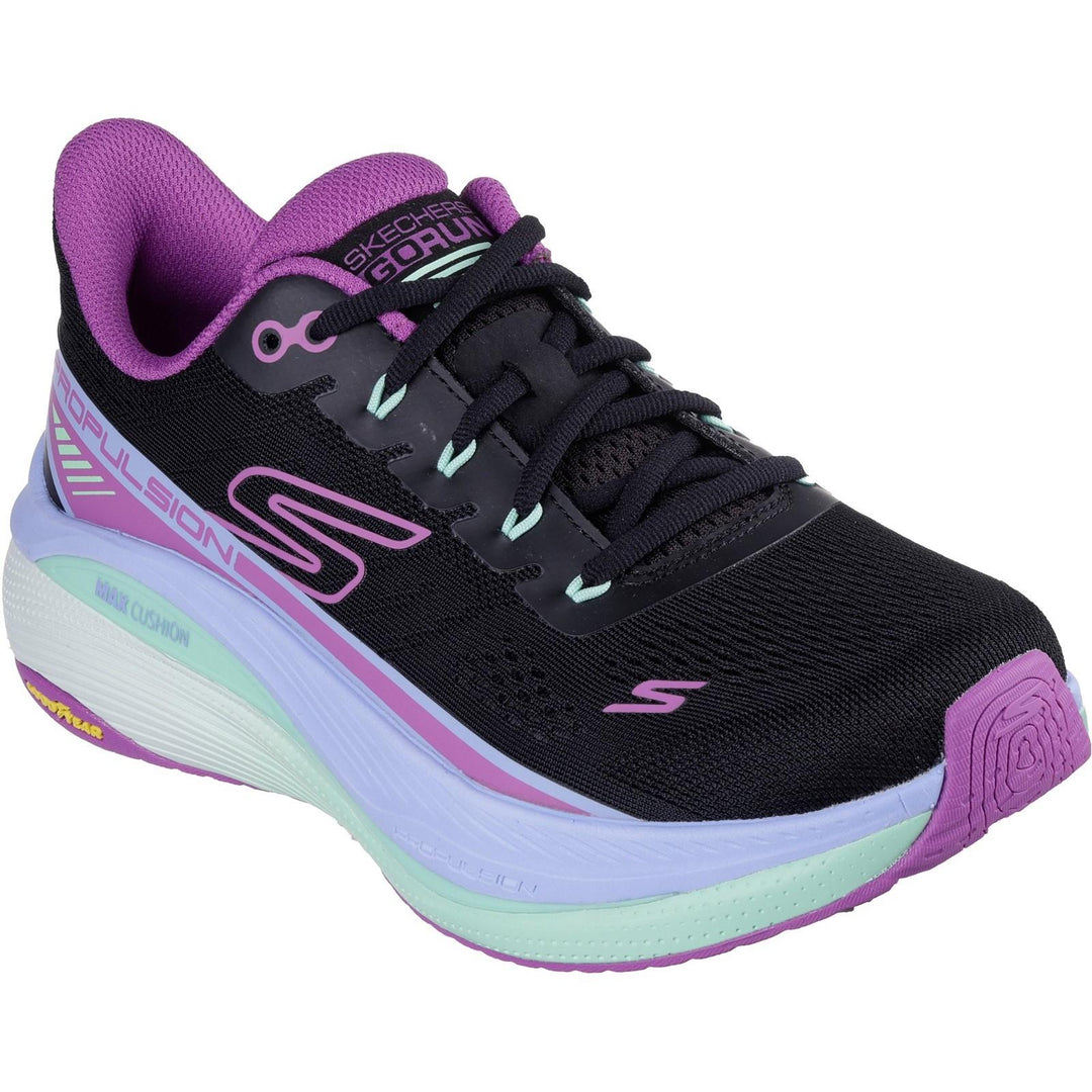 Women's Wide Fit Skechers 128901 Performance Max Cushioning Propulsion Trainers in Black/Purple - Image 3
