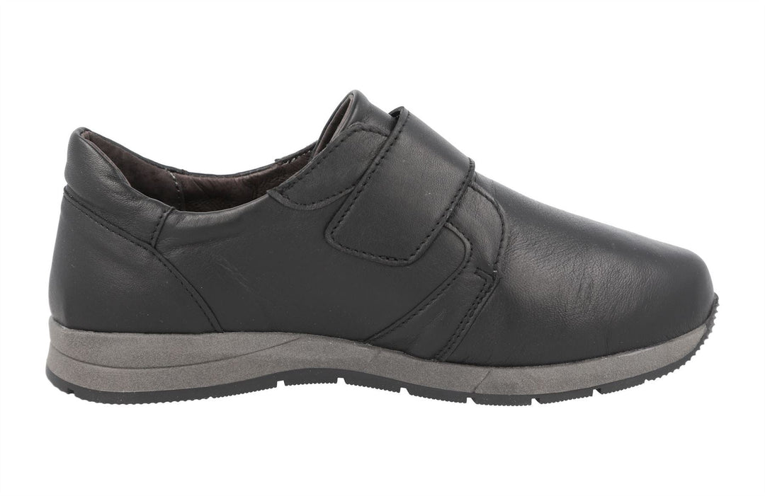 Women's Wide Fit DB Rail Shoes in Black Stretch Leather - Image 4