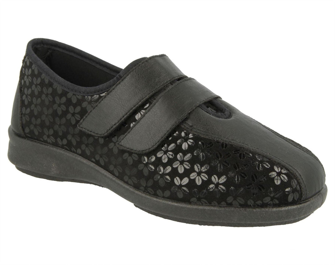 Womens Wide Fit DB Azalea Shoes in Black Stretch - Image 2