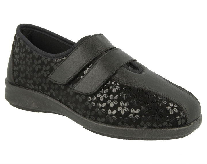 Womens Wide Fit DB Azalea Shoes in Black Stretch - Image 1