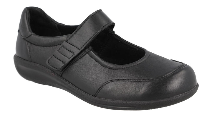 Women's Wide Fit DB Redpoll Shoes in Black Stretch Leather - Image 1