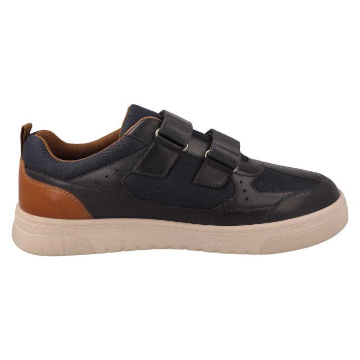 Men's Wide Fit DB Jude Shoes in Navy Leather / Navy Mesh - Image 4