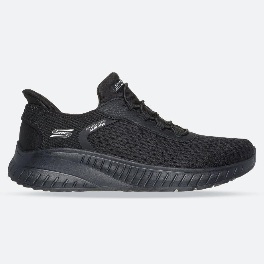 Women's Wide Fit Skechers 117504 Slip-ins Bobs Sport Squad Chaos In Color Trainers in Black - Image 1