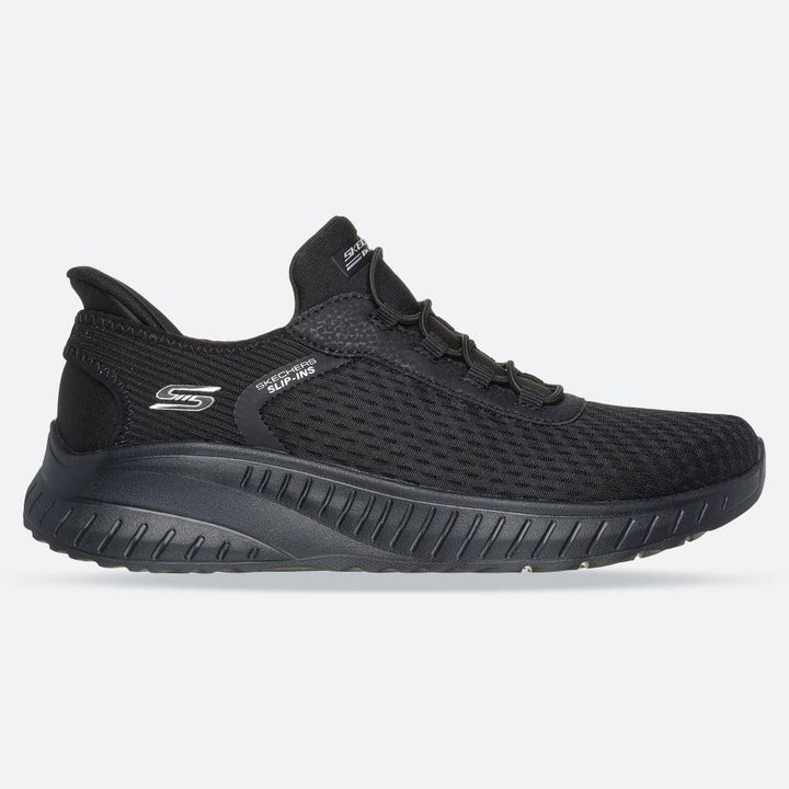 Women's Wide Fit Skechers 117504 Slip-ins Bobs Sport Squad Chaos In Color Trainers in Black - Image 1