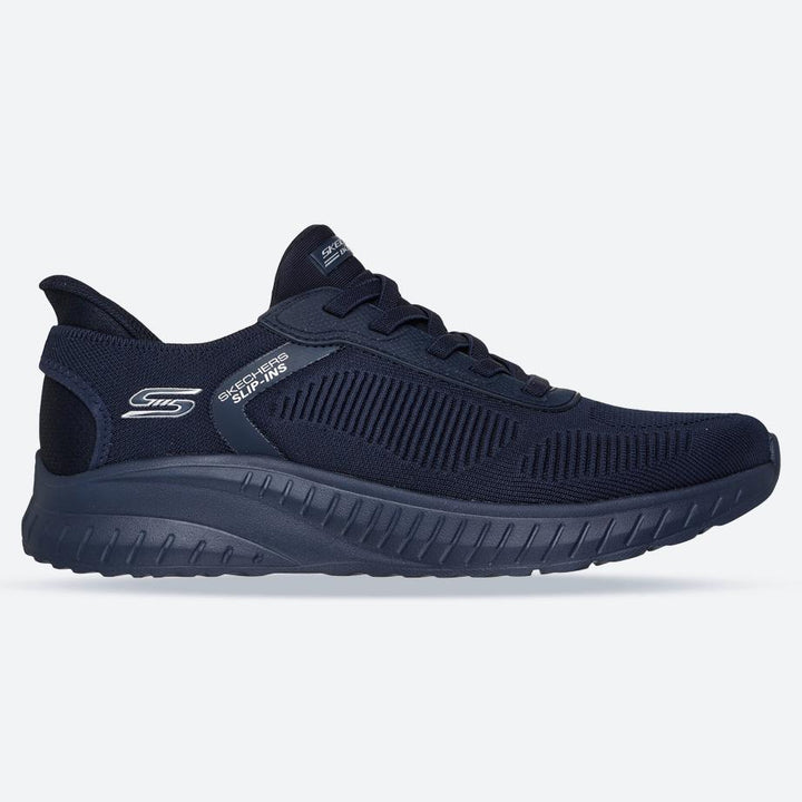 Men's Wide Fit Skechers Slip-ins 118312 Bobs Sport Squad Chaos Solid Step Trainers in Dark Grey - Image 1