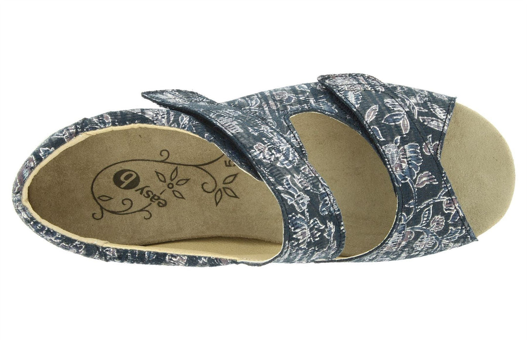 Womens Wide Fit DB Eider Sandals in Navy Print Nubuck - Image 5