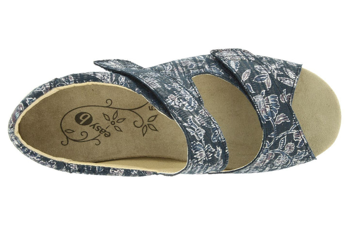 Womens Wide Fit DB Eider Sandals in Navy Print Nubuck - Image 1