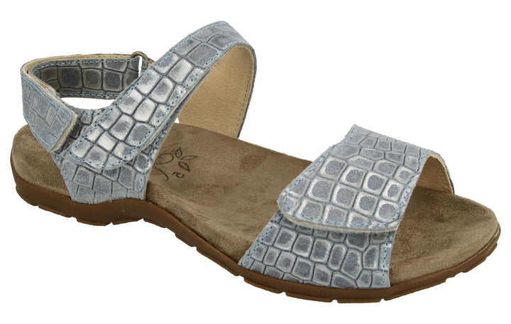 Womens Wide Fit DB Sussex Sandals in Black Patent Reptile - Image 1