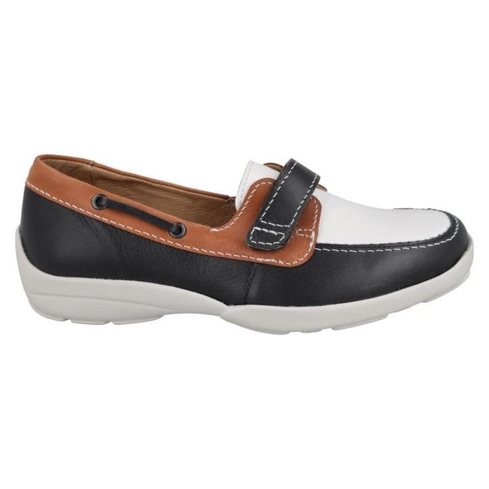 Women's Wide Fit DB Fiddle Shoes in Black Leather / Patent / Spot - Image 5