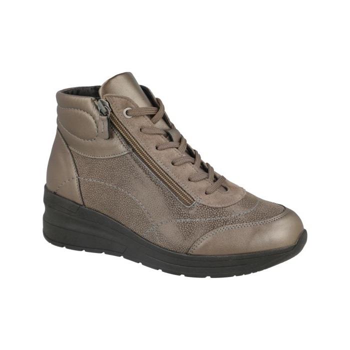 Women's Wide Fit DB Antelope Boots in Black Lea / Stretch Textile - Image 1
