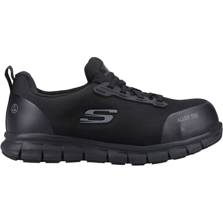 Women's Wide Fit Skechers 108041EC Sure Track Jixie Safety Trainers in Black - Image 1