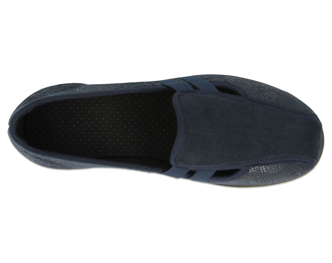 Womens Wide Fit DB Peterborough Shoes in Navy Suedette / Stretch - Image 10