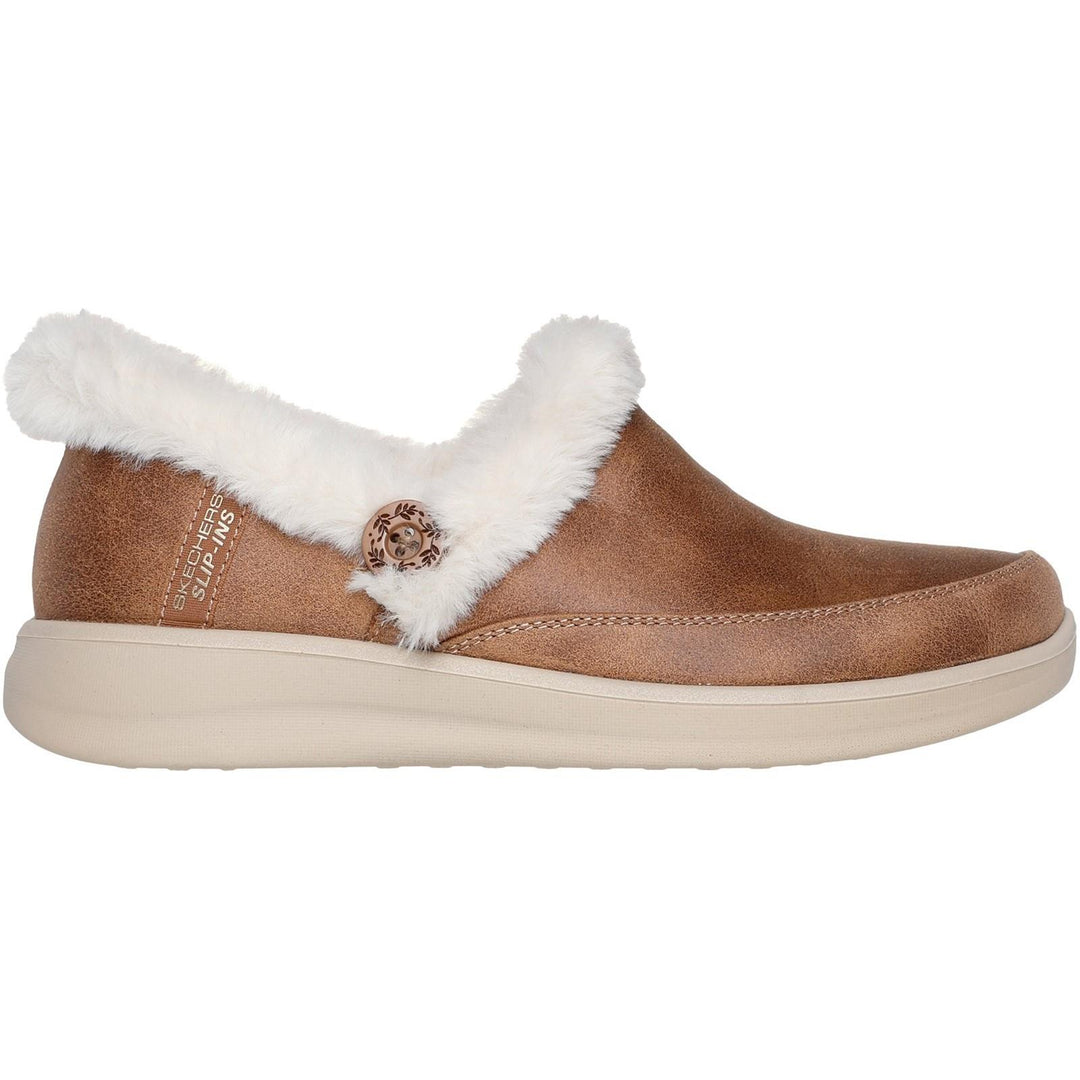Women's Wide Fit Skechers 168114 Slip-ins Cozy Escape Slippers in Chestnut - Image 2
