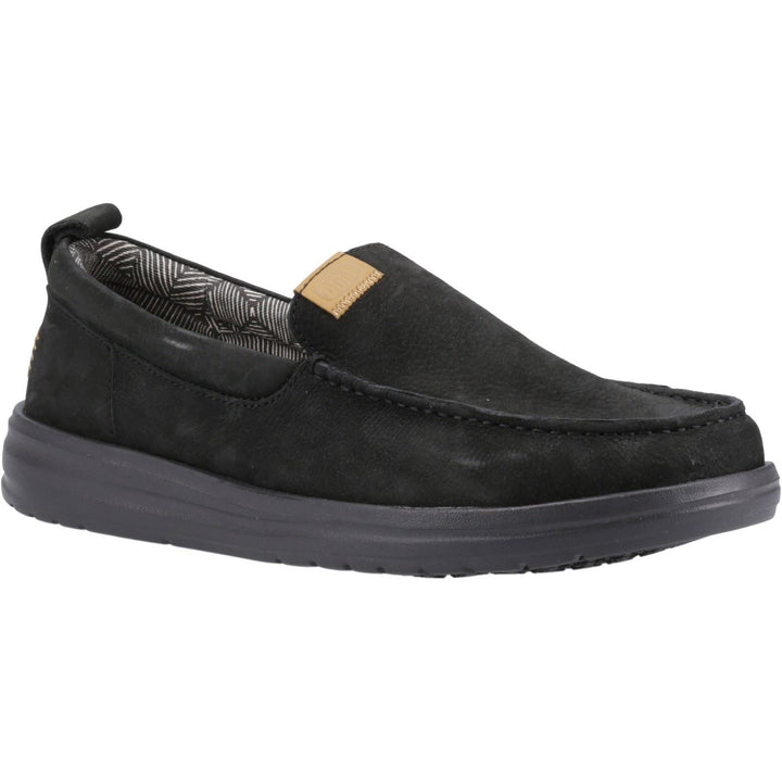 Men's Heydude 40173 Wally Grip Moc Craft Leather Shoes - Black in Black - Image 1