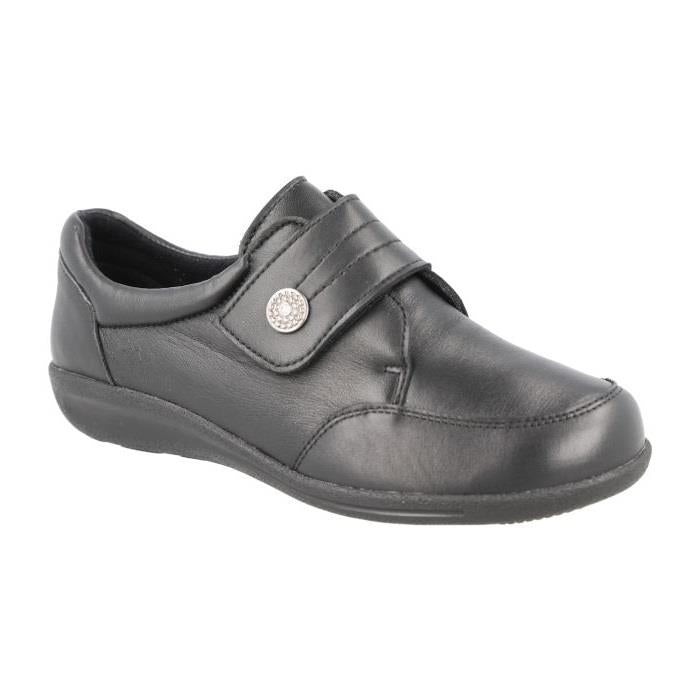 Women's Wide Fit DB Lapland Shoes in Black Stretch Leather - Image 3