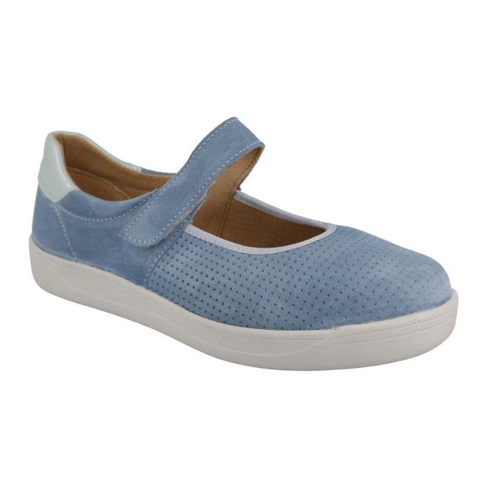 Women's Wide Fit DB Lynx Shoes in Sky Blue Leather / Suede - Image 3