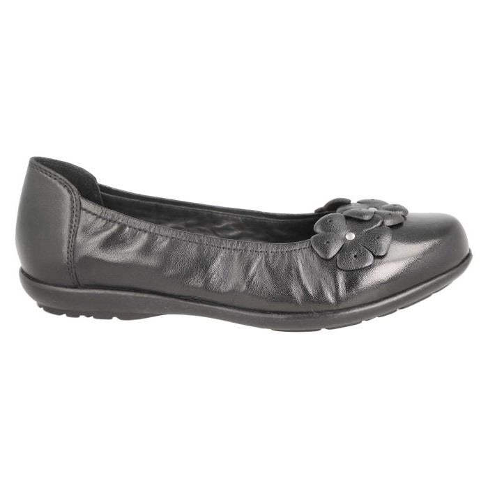 Women's Wide Fit DB Imani Ballet Pumps in Black Leather - Image 1