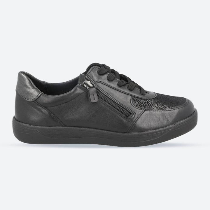 Women's Wide Fit DB Bridgetown Shoes in Black Lea / Stretch - Image 1