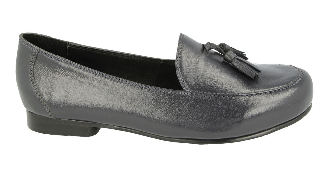 Womens Wide Fit DB Kemble Loafers in Black - Image 8