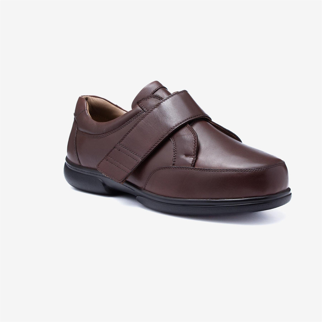 Mens Wide Fit Tredd Well Phoenix Velcro Shoes in Brown - Image 3