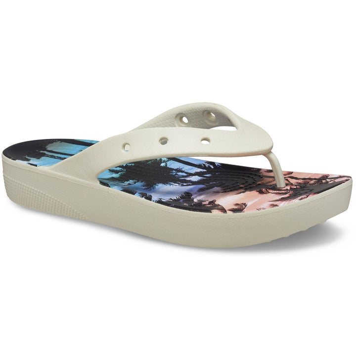 Women's Crocs 208770 Nostalgia Platform Flip Flop in Bone/Multi - Image 1