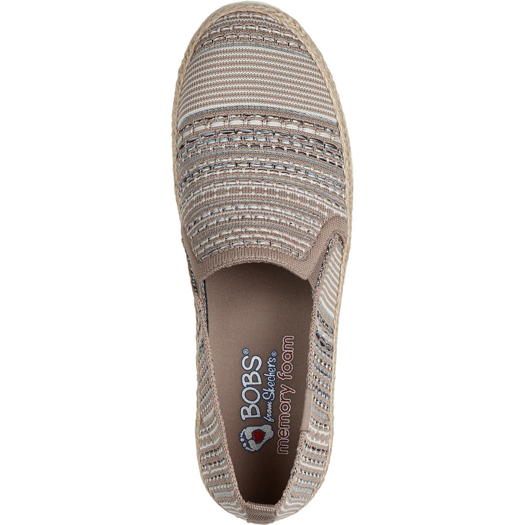Women's Wide Fit Skechers 113982 Bobs Flexpadrille 3.0 Island Muse Espadrille Slippers in Black/Multi - Image 12