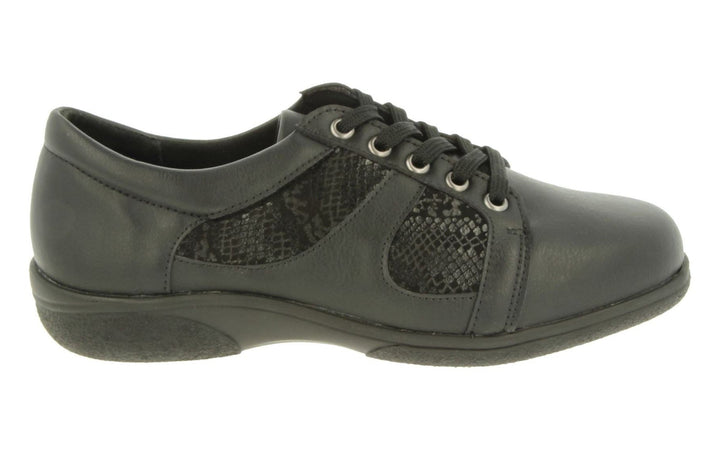 Womens Wide Fit DB Jazz Lace Shoes in Black Synthetic - Image 1