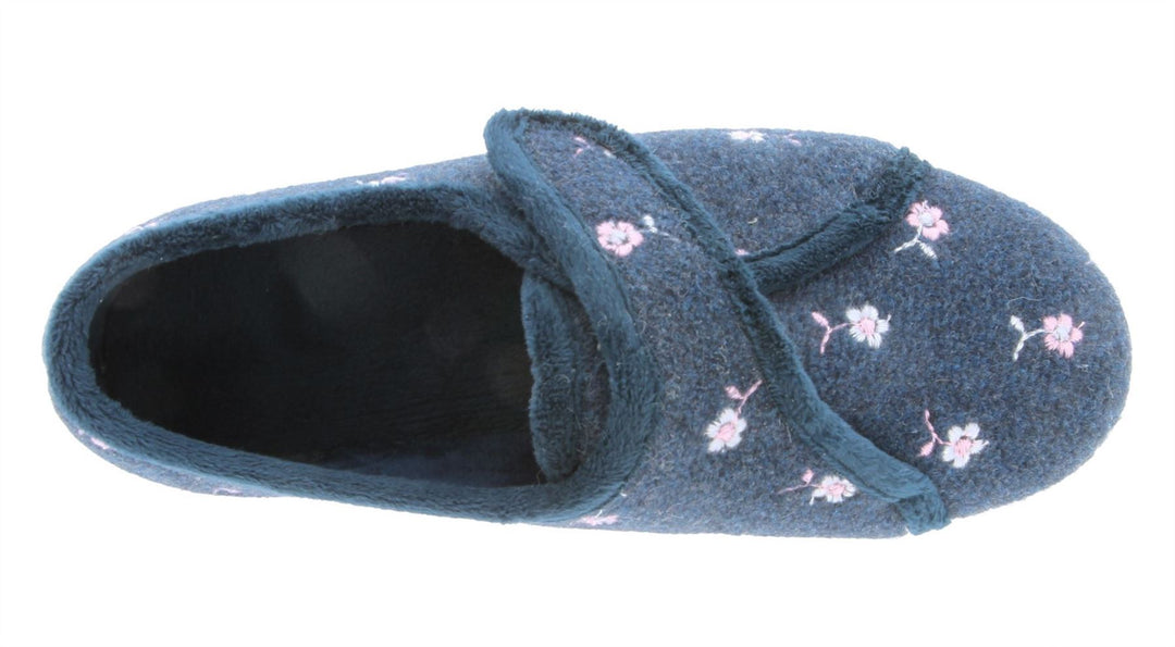 Womens Wide Fit DB Savannah Slippers in Navy - Image 5
