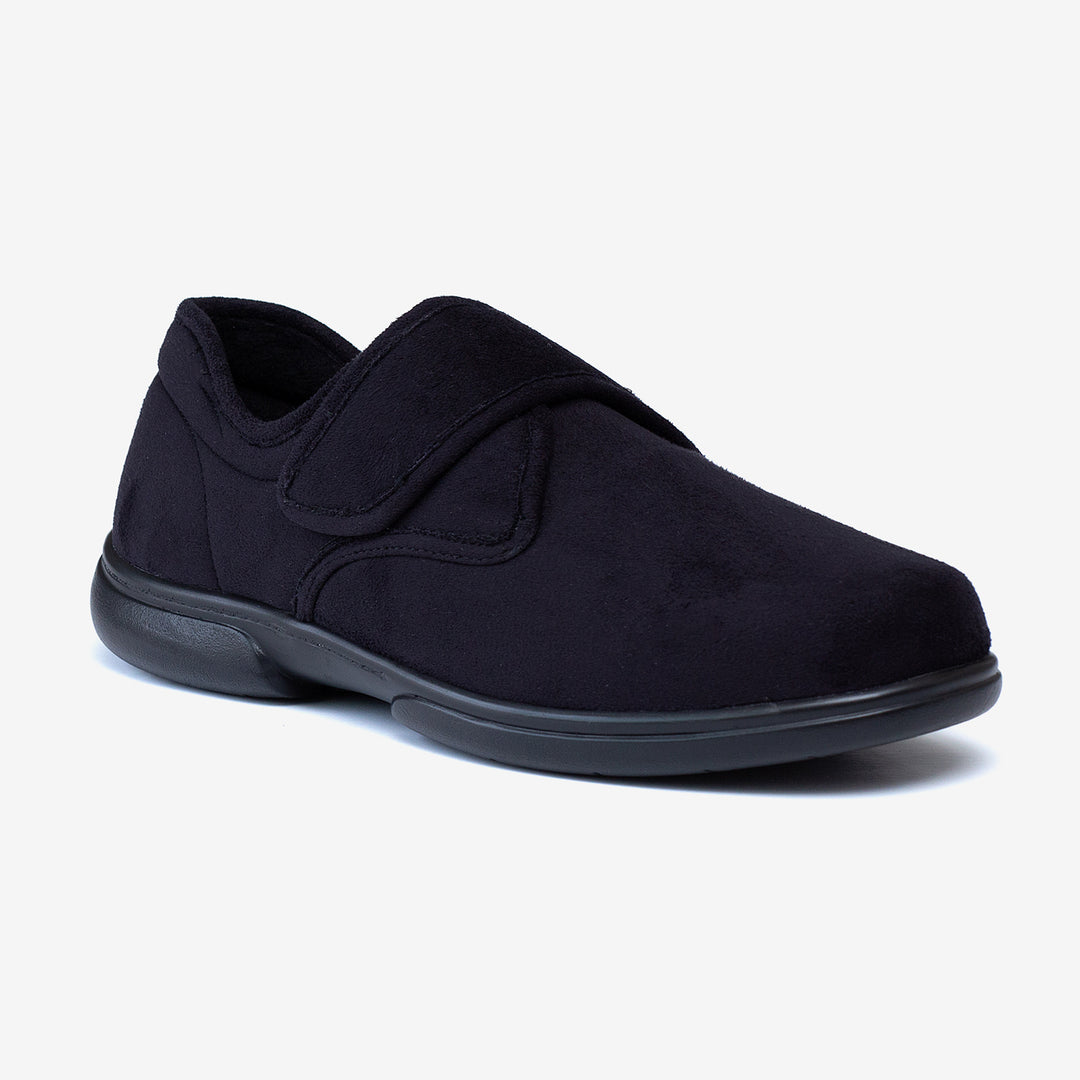 Mens Wide Fit Tredd Well Scott Slippers in Black - Image 3