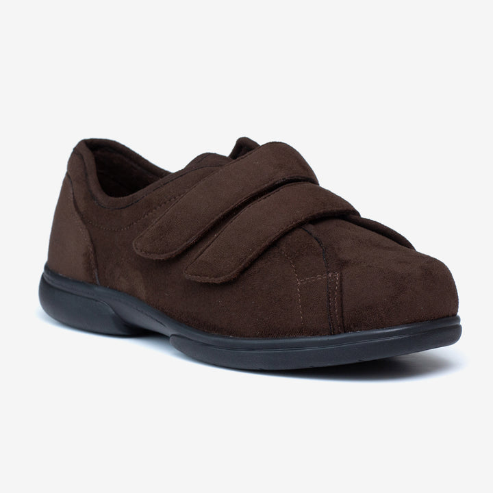Mens Wide Fit Tredd Well Stanley Velcro Slippers in Black - Image 1
