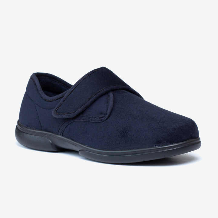Mens Wide Fit Tredd Well Scott Slippers in Black - Image 1
