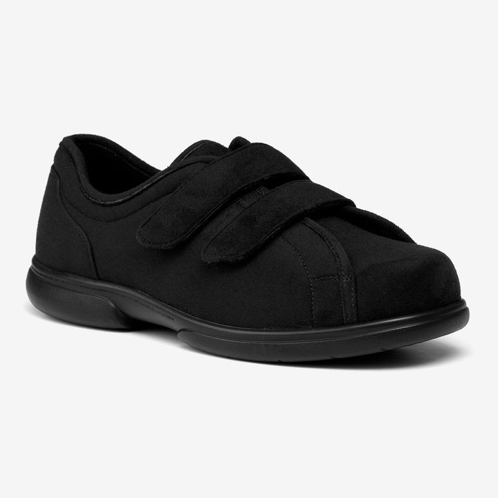 Mens Wide Fit Tredd Well Stanley Velcro Slippers in Black - Image 1