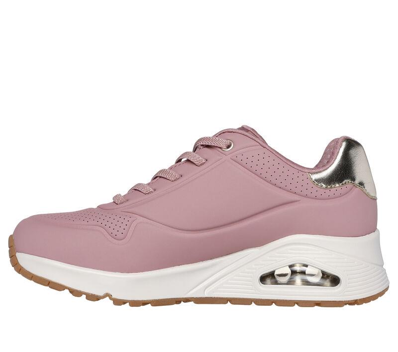 Women's Wide Fit Skechers 155196 Uno Shimmer Away Trainers in Rose - Image 5