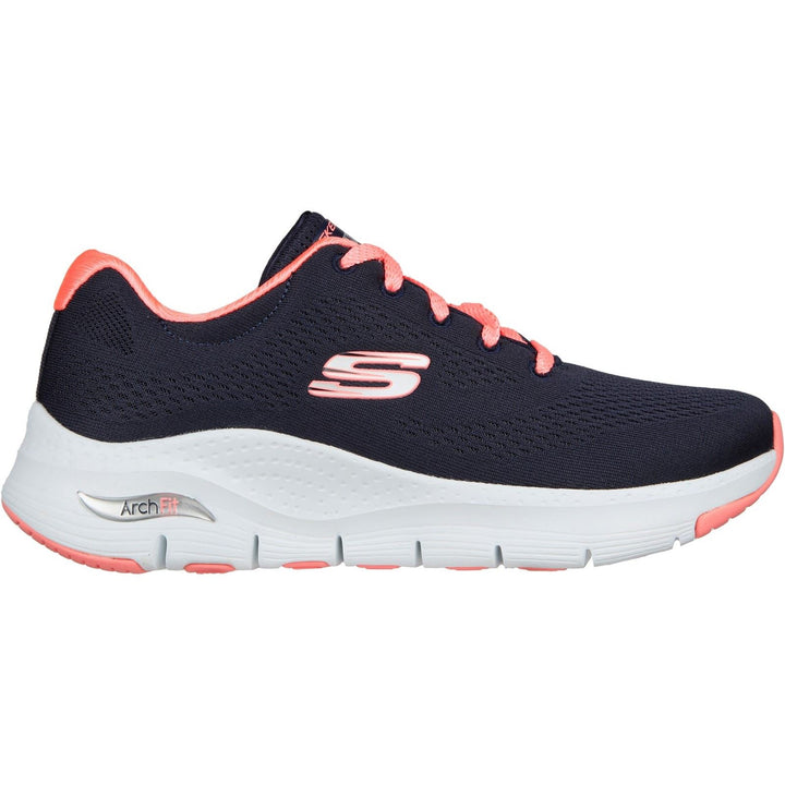 Women's Wide Fit Skechers 149057 Unny Outlook Sports Trainers - Navy Mesh/Coral in Navy Mesh/Coral - Image 1