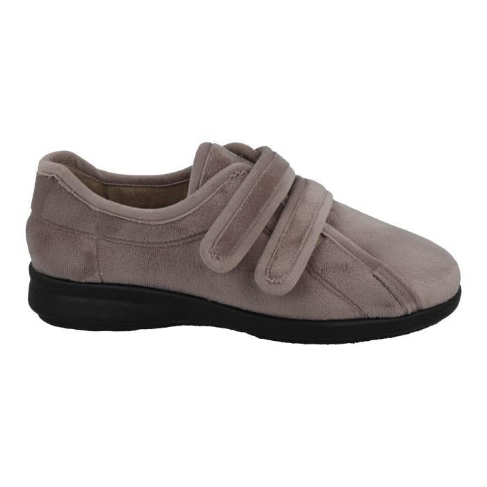Women's Wide Fit DB Fork Slippers in Black velour - Image 13