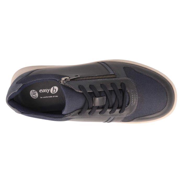 Men's Wide Fit DB Noah Shoes in Navy Leather / Navy Mesh - Image 1