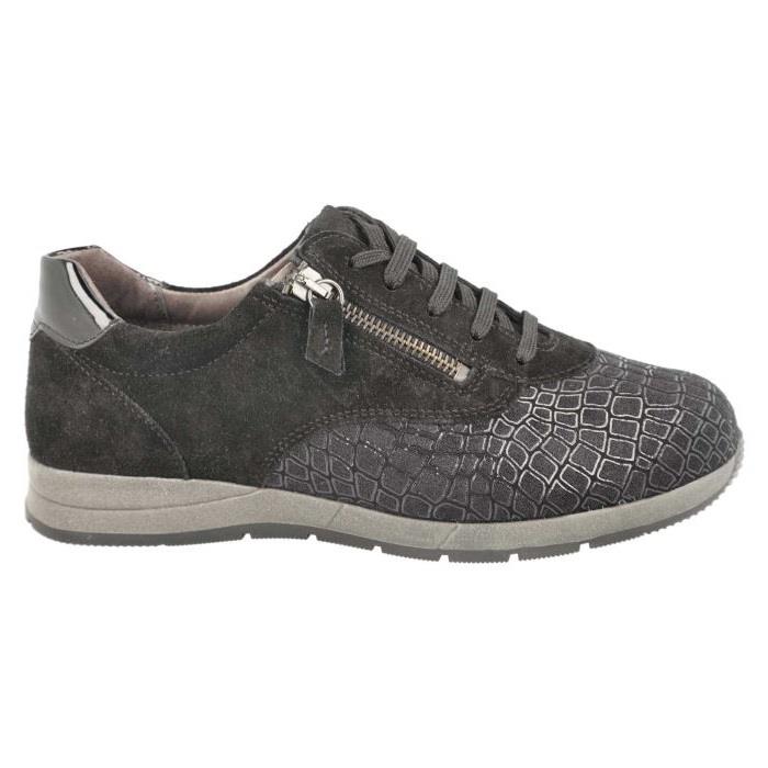 Women's Wide Fit DB Cumulus Trainers in Black Suede / Stretch / Patent - Image 2
