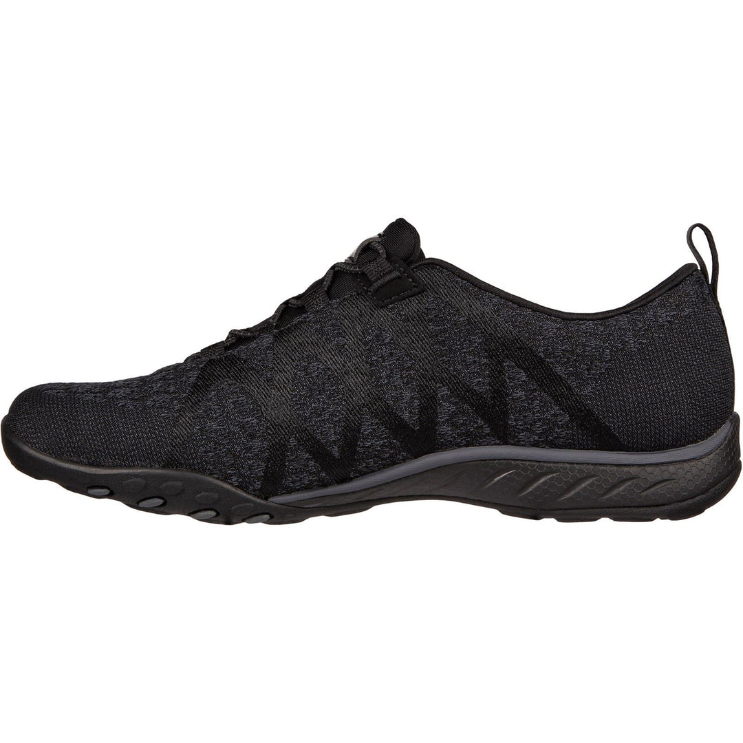 Women's Wide Fit Skechers 100301 Relaxed Fit Breathe Easy Infi Knity Trainers - Black in Black - Image 5