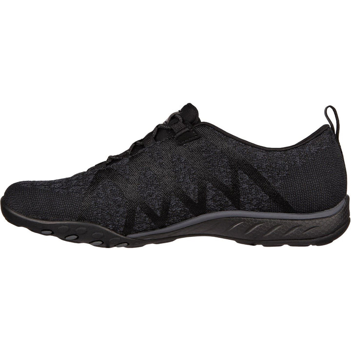 Women's Wide Fit Skechers 100301 Relaxed Fit Breathe Easy Infi Knity Trainers - Black in Black - Image 1