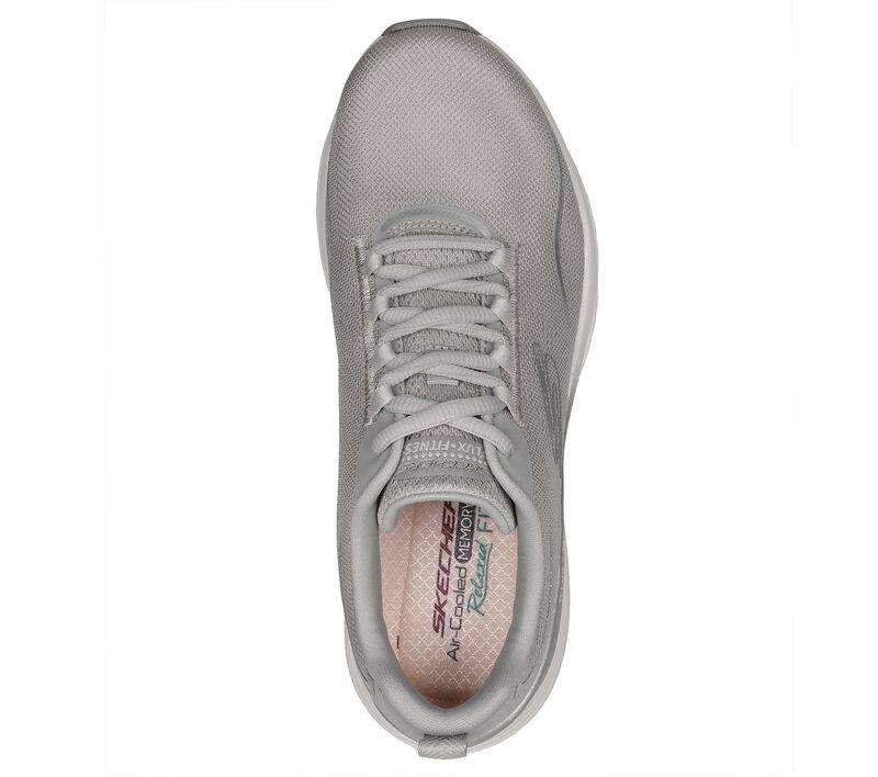 Women's Wide Fit Skechers 149837 D'lux Fitness Pure Glam Trainers in Grey/Silver - Image 11